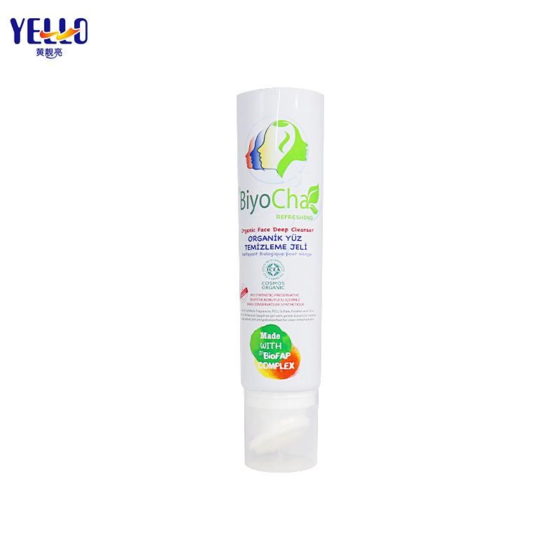 Custom Empty Cosmetic Tube Green LDPE Packaging Cream Tube Plastic Nozzle with Black Heavy Cover