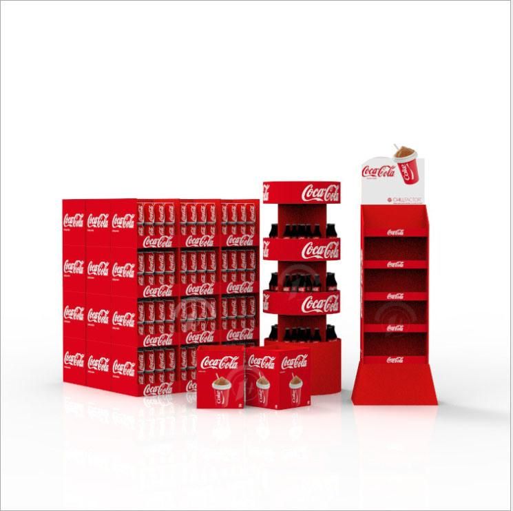 Custom Printed Shampoo Cola Milk Tea Beverage Supermarket Promotional Paper Display Shelves & Printing Services