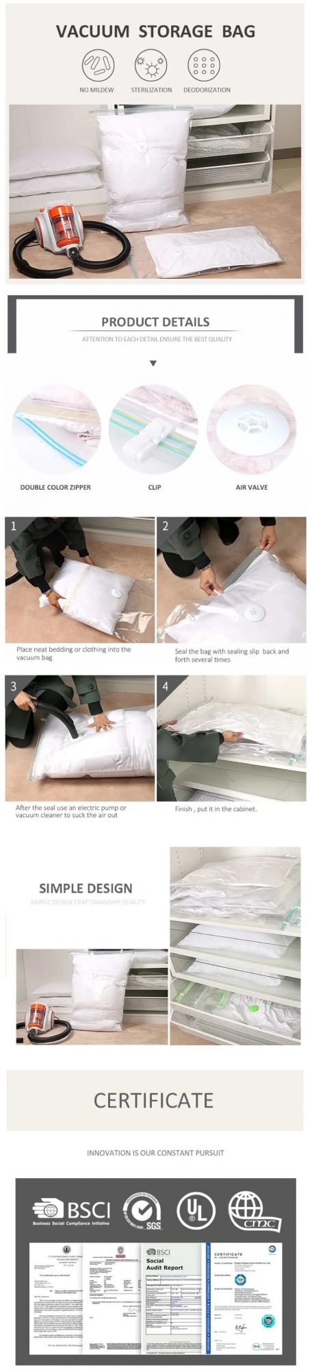 Space Save High Quality Bedding Vacuum Storage Bag