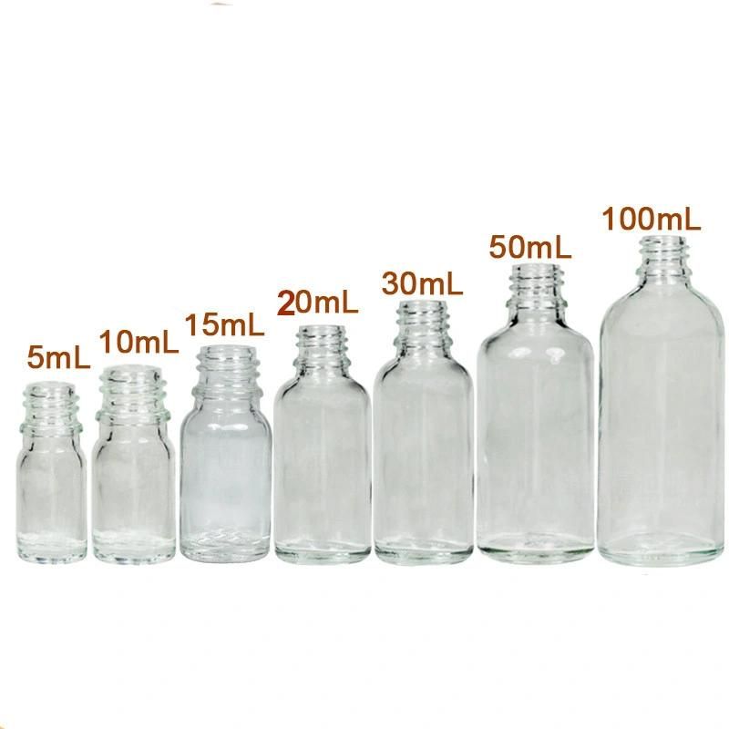 20ml Clear Frosted Empty Glass Essential Oil Bottle with Screw Cap and Inner Plug