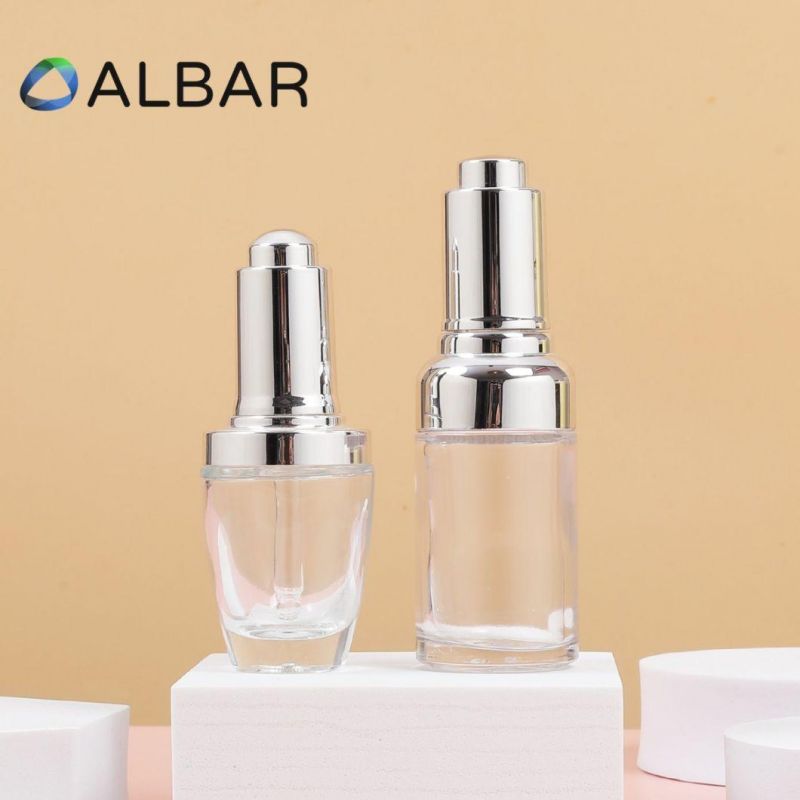 High Quality Transparent Makeups Lotion Glass Bottles with Round Shoulder