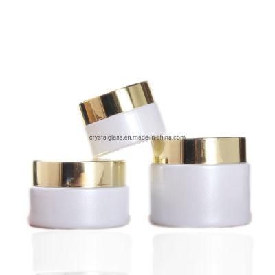 Pearl White Empty Cosmetic Cream and Otion Set Bottles in High White Glass