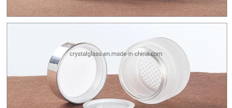 Cosmetic Glass Set Bottle for Lotion and Cream with Silver Caps