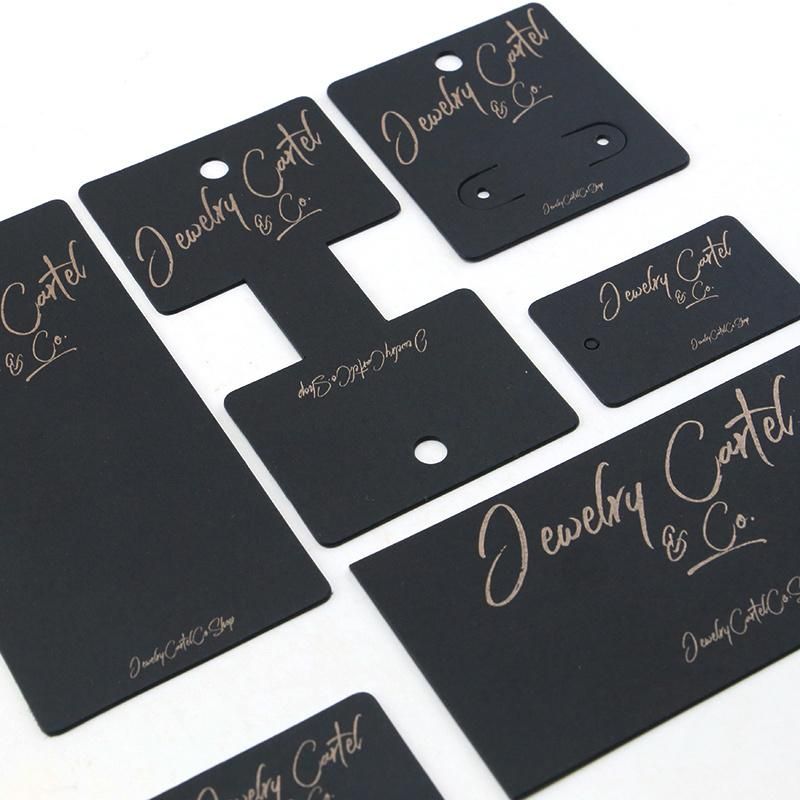 Black Card Paper Jewelry Display Card with Print Gold Foiling Logo