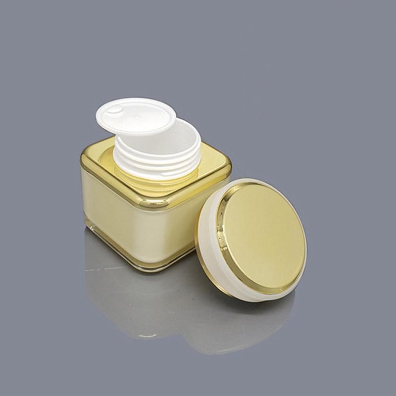 in Stock New Design Free Sample New Matte Transparent Cosmetic Acrylic Square 30ml 50ml Jar with Screw Cap