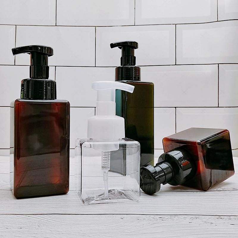 Square Green Amber Clear Bathroom Hand Washing Foam Soap Dispenser Pump Plastic Bottle 250ml 450ml with Foam Pump