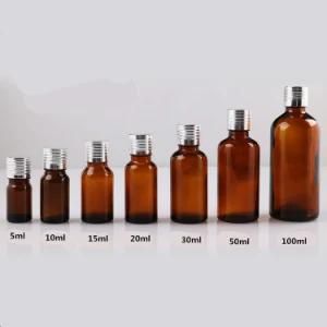 5ml, 10ml, 15ml, 20ml, 30ml, 50ml, 100ml Amber Glass Vials Bottle with Aluminum Cap Essential Oil Bottle