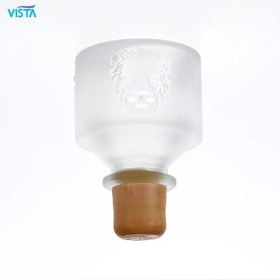 750ml Vodka Lion High Flint Glass Bottle with Frost Decal and Cork Cap