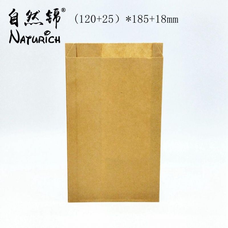 Food Grade Printed Bakery Brown Greaseproof Kraft Paper Bread Packaging Bags with Clear Window