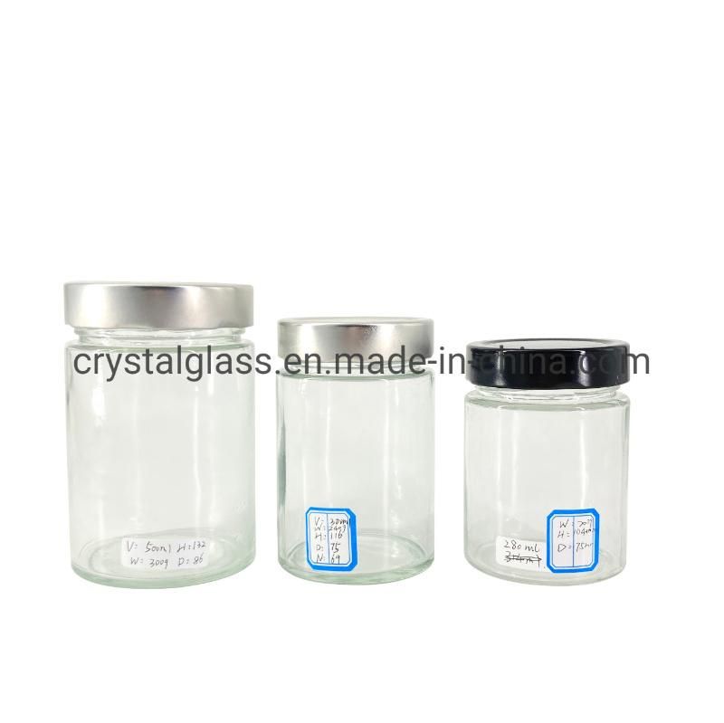 Storage Jar 106ml 212ml 314ml Food Glass Jar Container for Packaging Honey Jelly with Deep Metal Lid