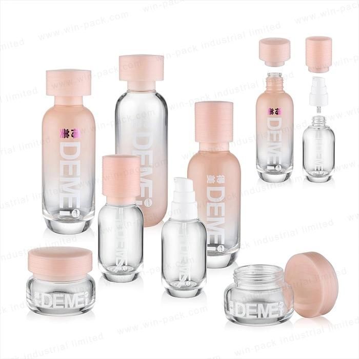 New Design Cosmetic Gradient Lotion Glass Pink Bottle with Pink Cap 110ml 140ml Wholesale