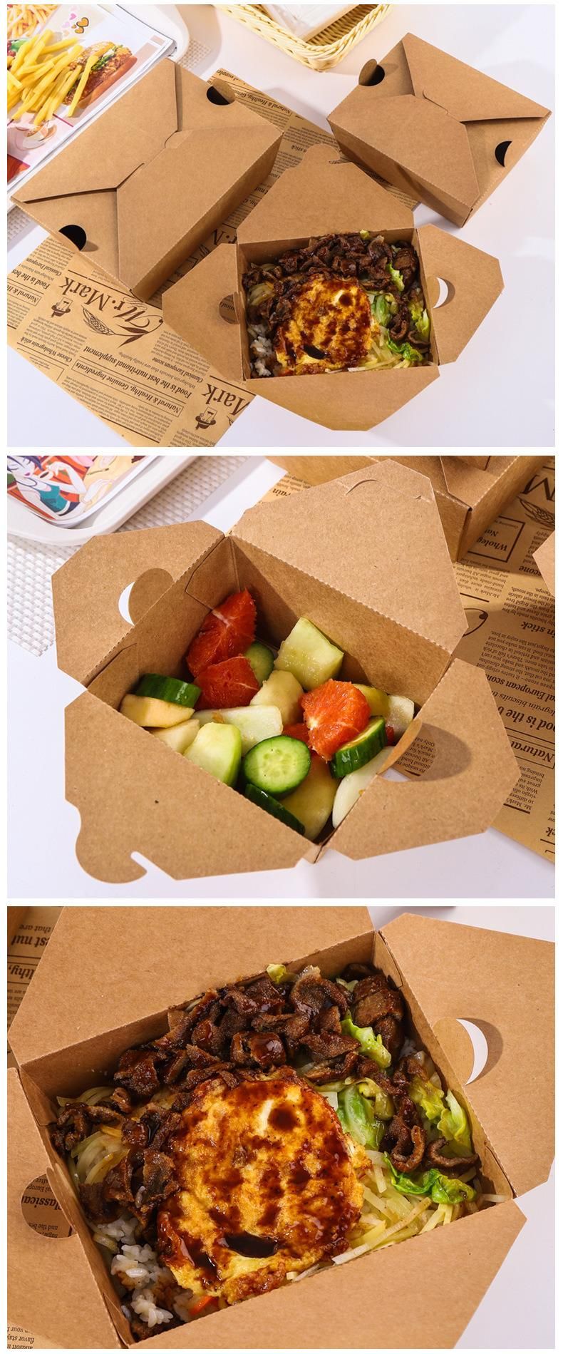 Custom Printed Biodegradable Disposable Kraft Lunch Take out Container for Fast Food Packaging Food Salad Packaging Boxes