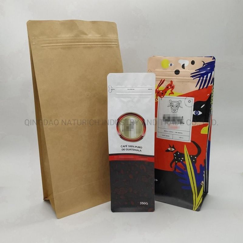 Best Price Kraft Paper Quad Seal Box Bag with Valve