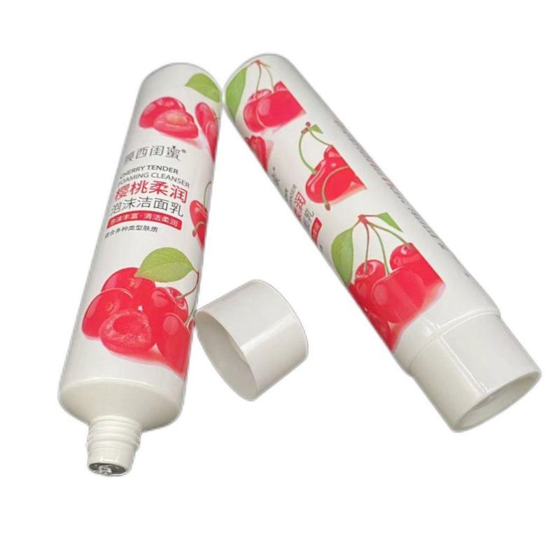 PE Cosmtiques White Cleanser Tube Soft Pump Bamboo Top Hand Cream Natural 100ml Plastic Squeeze Tubes