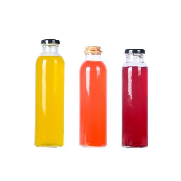 310ml Long Round Milk Tea Juice Beverage Glass Bottles with Tin Lids