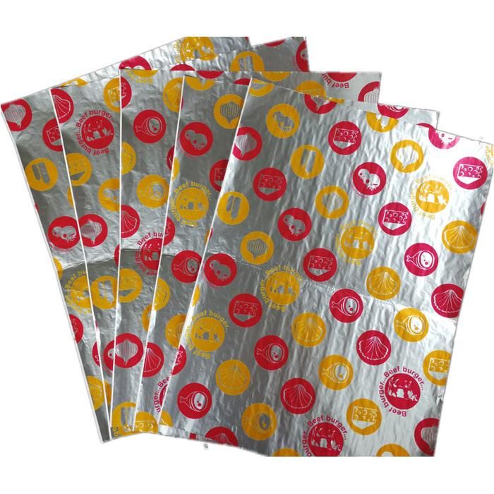 Fast Food Shop Custom Printed Sandwich Grease Proof Packaging Food Hamburger Wrapping Foil Paper