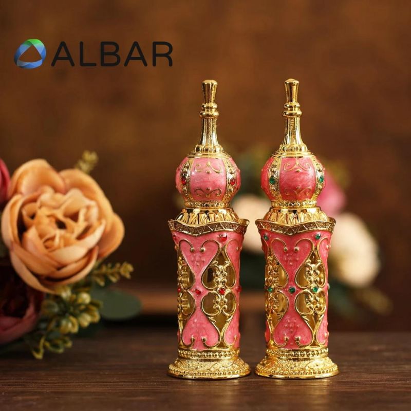 Colorful Attar Oud Perfume Bottles for Arabian Style Pink Glass Tubes with Diamonds