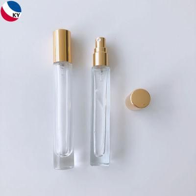 10ml Transparent Round Square Thick Bottom Glass Bottle Sprayer Liquid Spray Glass Perfume Bottle with Gold Color Cap