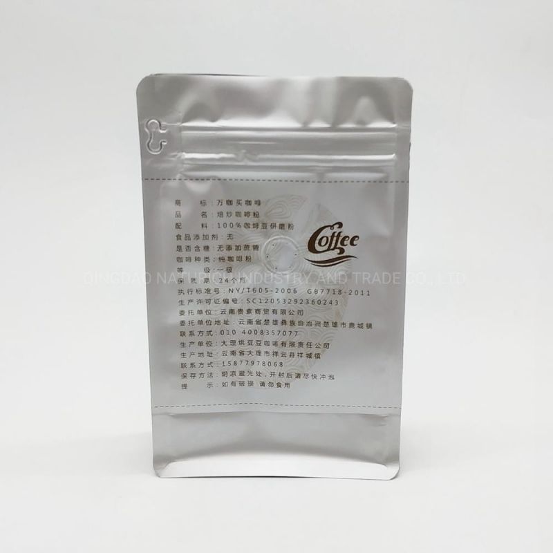 Custom Compostable Coffee PLA Bags with Valve and Easy-Tear Zip Flat Bottom Pouch