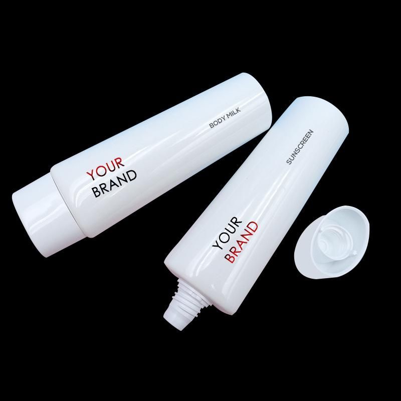 in Stock White Black Round Oval Plastic Packaging Face Wash Hand Cream Sunscreen Cosmetic Tube