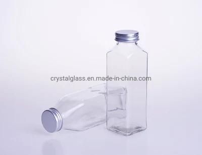 French Square Ice Tea Milk Beverage Glass Bottles 350ml