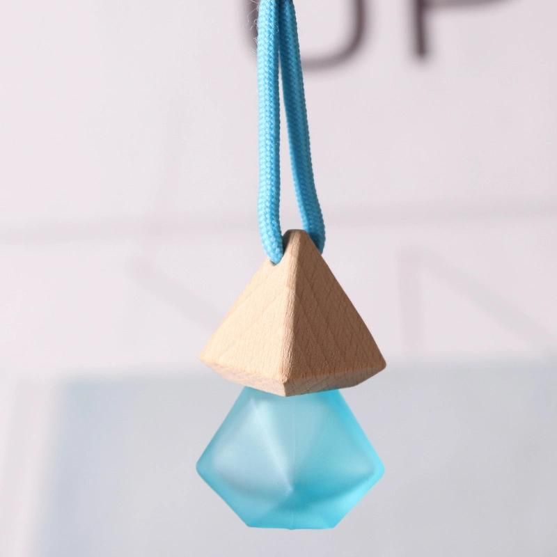 6ml Hanging Car Perfume Bottle with Wooden Cap Frosted/Clear Glass