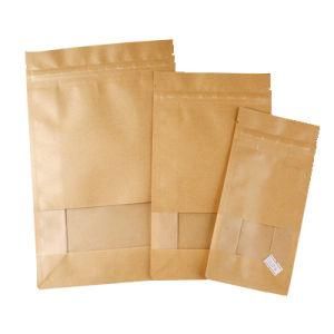 Food Grade Stand up Kraft Paper Zipper Bag with Transparent Window