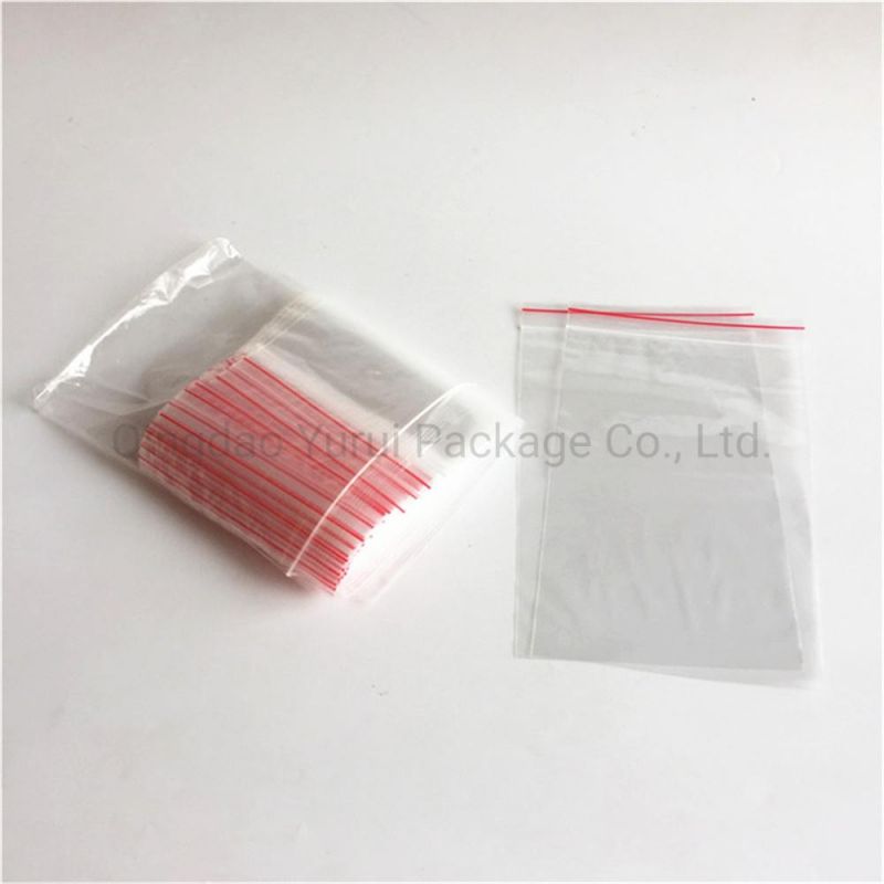 Minitransparent Reclosable Ziplock Bag with Color Line on Lip, 100PCS/Bag