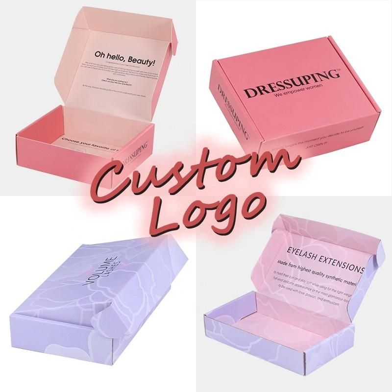 Free Design Cute Pink Anime Girl Custom Eco Corrugated Paper Mailing Box Packaging for Beauty / Skincare / Cosmetic Startup