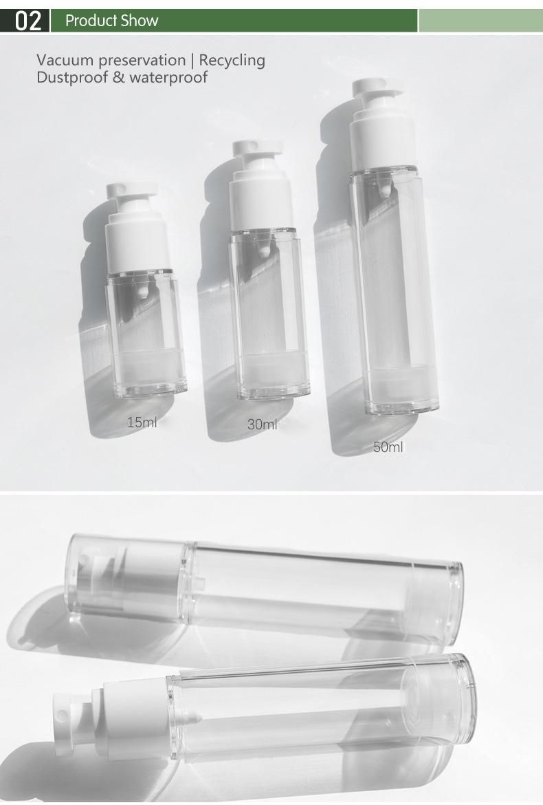 in Stock! 15ml Airless Cosmetic Lotion Bottle with Flat Sprayer Nozzle