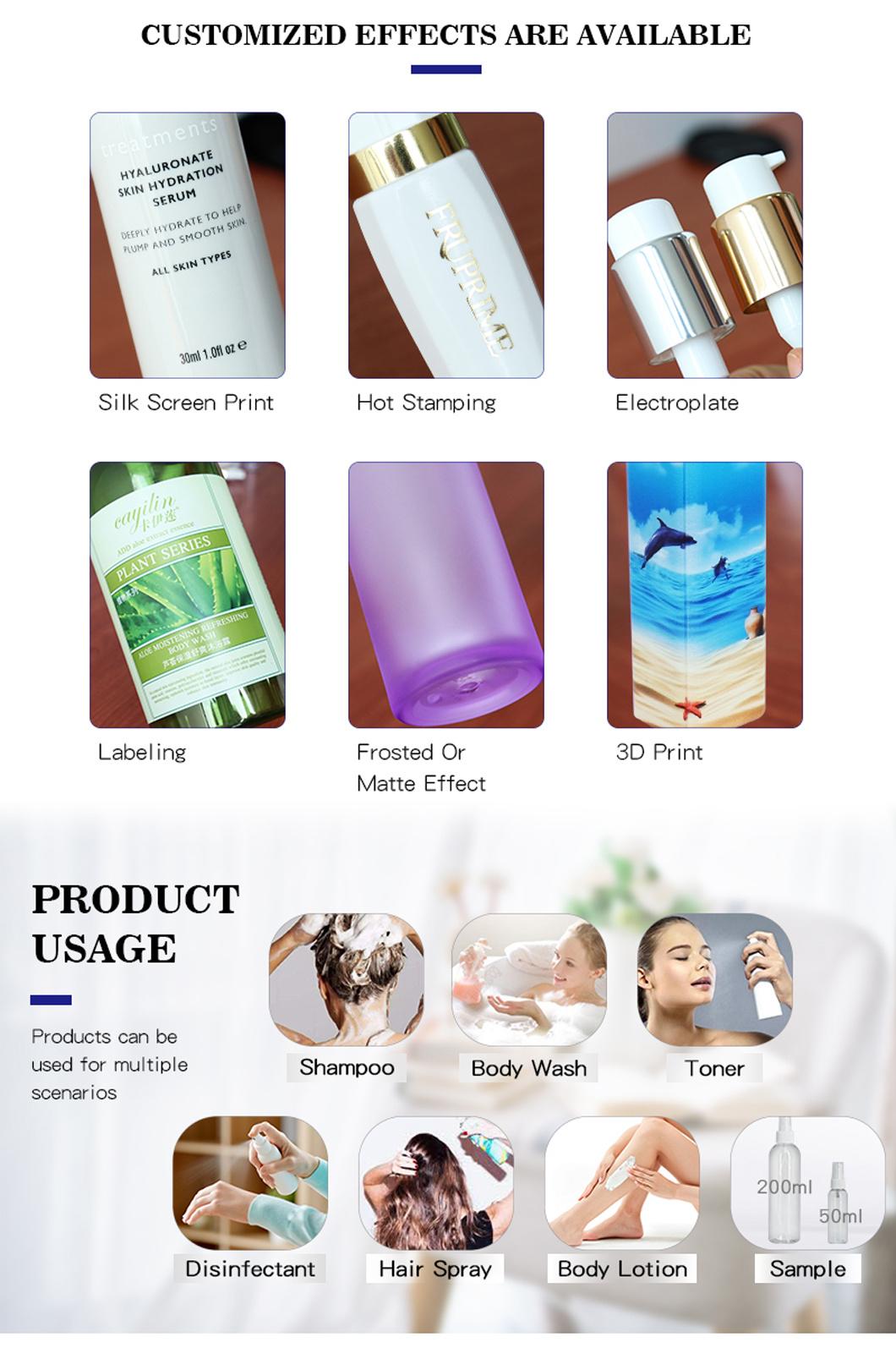 High Quality Cosmetic Packaging 50ml 100ml 150ml 200ml 250ml 300ml 400ml Flat White HDPE Plastic Lotion Spray Bottle