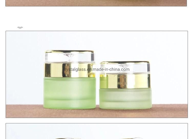 Empty Glass Green Lotion Pump Bottle for Face Cleaner