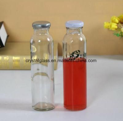 300ml Cylinderal Clear Juice Beverage Ice Tea Glass Bottle with Lid 10oz