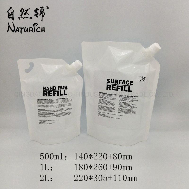 2L Surface Disinfection Packaging Spout Pouch with Handle Plastic Bag