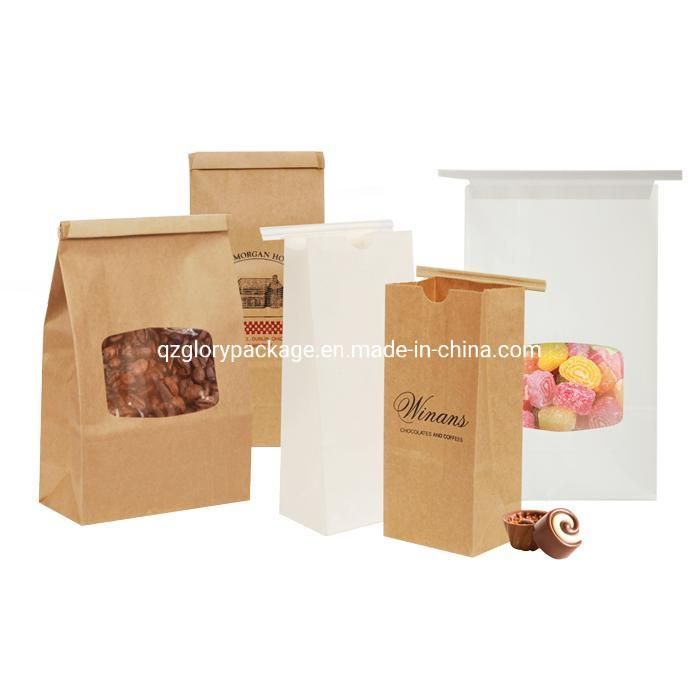 Food Packaging Brown Kraft Tin Tie Paper Bag for Nuts Dessert