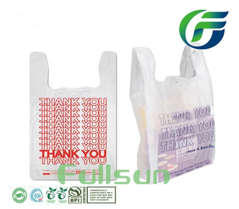 Biodegradable Plastic Handbag Tote Packaging Bag Custom Printed Compostable Handle Shopping Plastic Bag