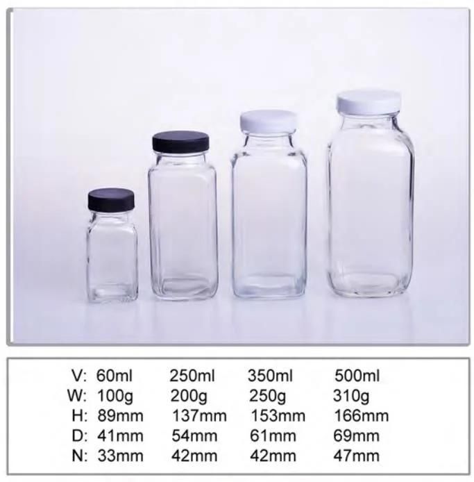 350ml 500ml Octagonal Square Glass Bottle for Beverage Packing