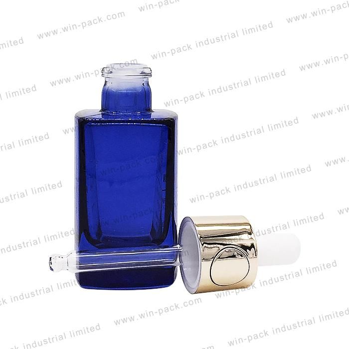 Glass Dropper Bottle Transparent Purple Color with Flat Shoulder Glass Bottle 30ml/40ml/60ml Shiny Silver Alum Collar Bottle