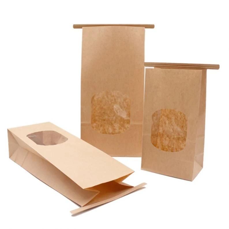 Eco Friendly Bag Biodegradable Brown Kraft Paper Tin Tie Coffee Bag with Window