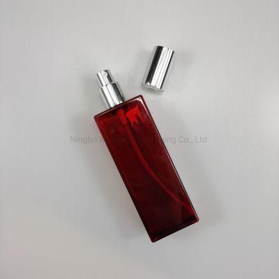 150ml Square Red PETG Cosmetic Perfume Bottle Toner Bottle Essence Bottle Serum Bottle Moisturizer Bottle with Pump