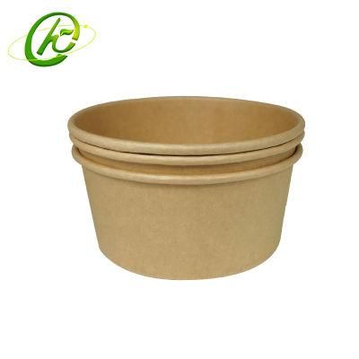 Paper Cup Bowl 100% Biodegradable Eco Friendly Disposable to Go Brown Kraft Paper Salad Bowl with Lid Paper Packaging