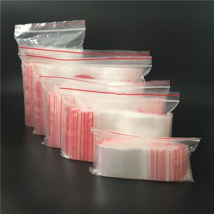 LDPE Transparent Resealable Poly Bag with Red Line on The Lip