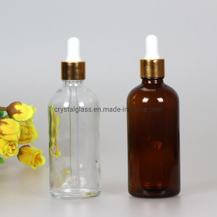 100ml Amber Essential Oil Glass Bottle with Plastic Plug and Tamper Proof Cap