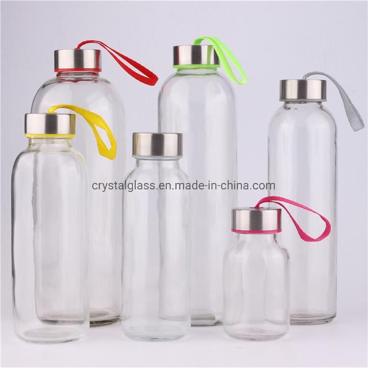 10oz Customized Advertising Promotion Glass Bottle with Caps for Water or Milk Juice Beverage Drinking