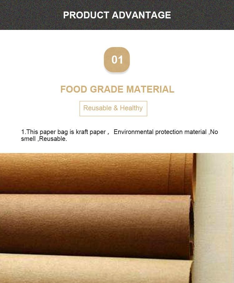 Brown or White Paper Food Bags Paper Shopping Bag Durable Kraft Paper Bags Accept Custom Size and Print Logo