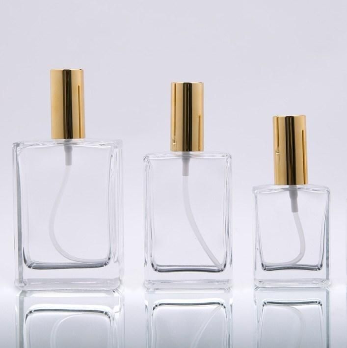 Empty Square Shape Glass Perfume Bottle Mist Sprayer Cosmetic Perfume Glass Bottle 30ml 50ml 100ml