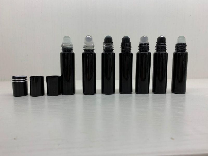 10ml Black Matte Glass Roll on Bottles Black Frosted Glass Roller Ball Bottles