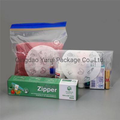 PE Double Color Zip Waterproof Food Storage Ziplock Gallon Bag in Retail Box
