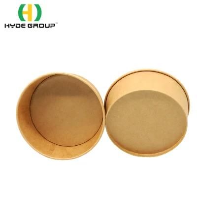 Restaurant Take Away Eco Friendly Disposable Brown Kraft Paper Salad Bowl with Lid