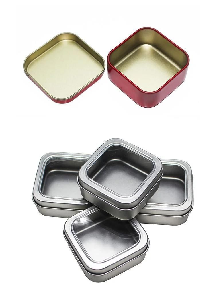 Square Mini Size Pill Case Tinplate Box Cosmetic Tin Cans